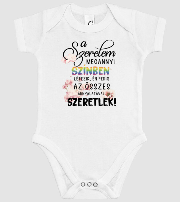 A szerelem összes színével szeretlek minta fehér pólón
