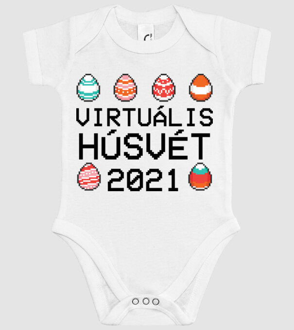 Virtuális húsvét minta fehér pólón