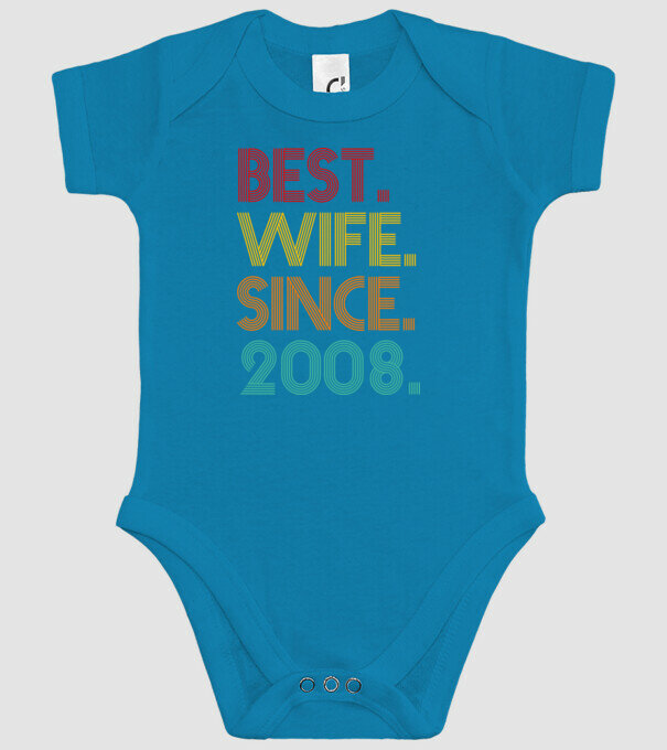 best wife since 2008 retro minta türkiz pólón