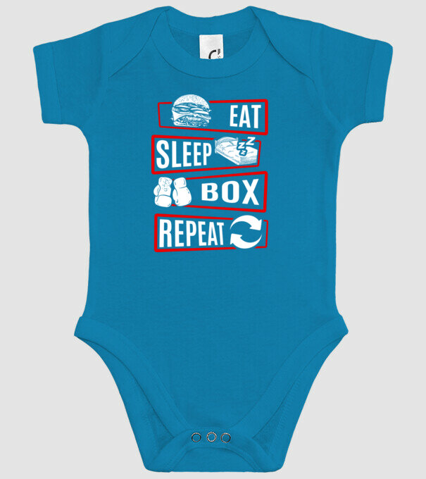 Eat sleep box repeat minta türkiz pólón