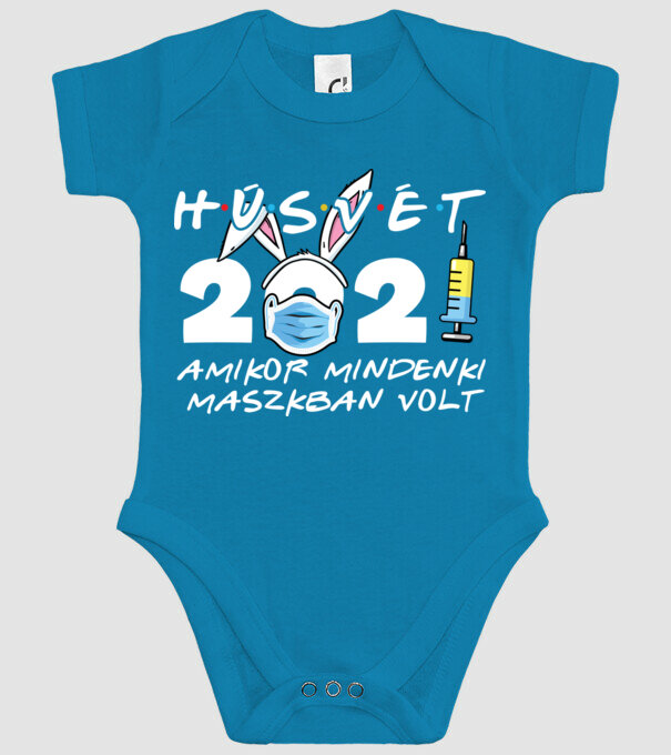 Maszkos húsvét minta türkiz pólón
