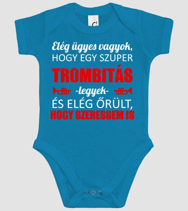 Ügyes trombitás minta türkiz pólón