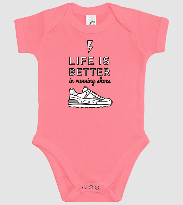 Life is better running shoes minta rózsaszín pólón