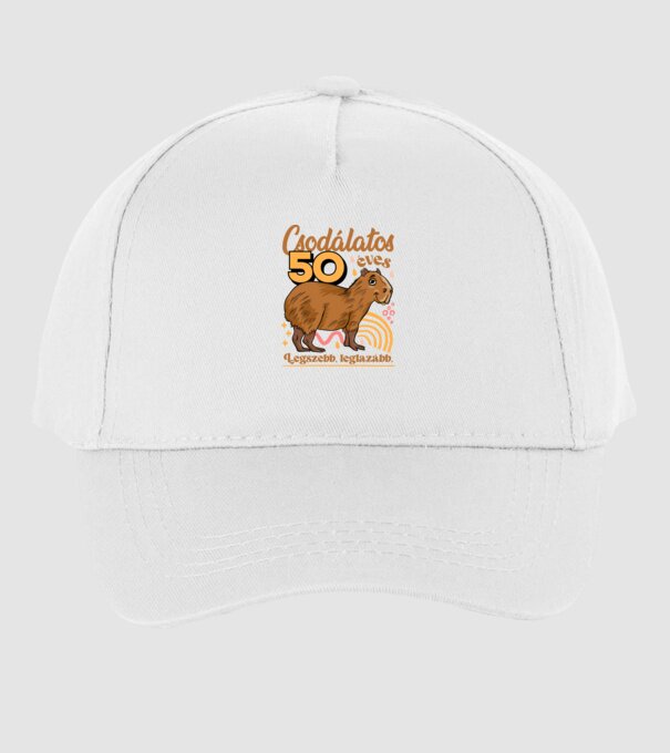 Capybara 50 éves minta fehér pólón