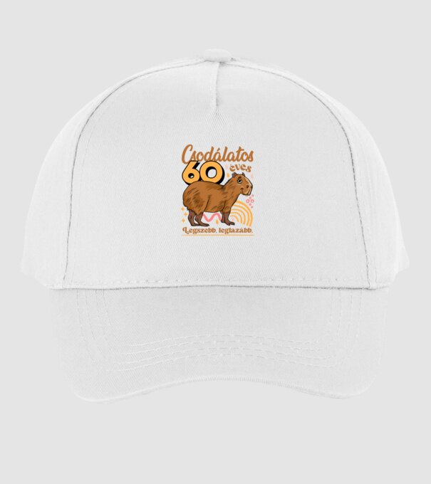 Capybara 60 éves minta fehér pólón