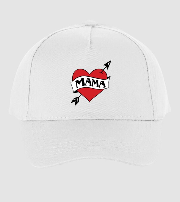 Mama retro szív minta fehér pólón
