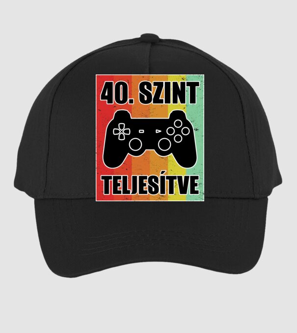40 szint teljesítve retro gamer minta fekete pólón