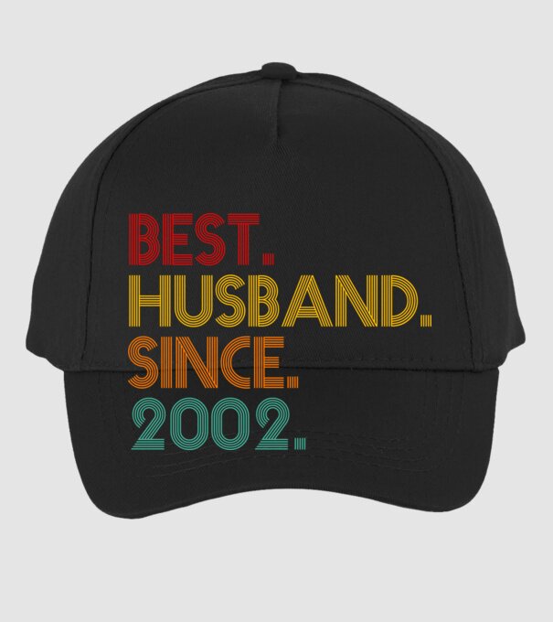 best husband since 2002 retro minta fekete pólón