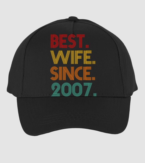 best wife since 2007 retro minta fekete pólón