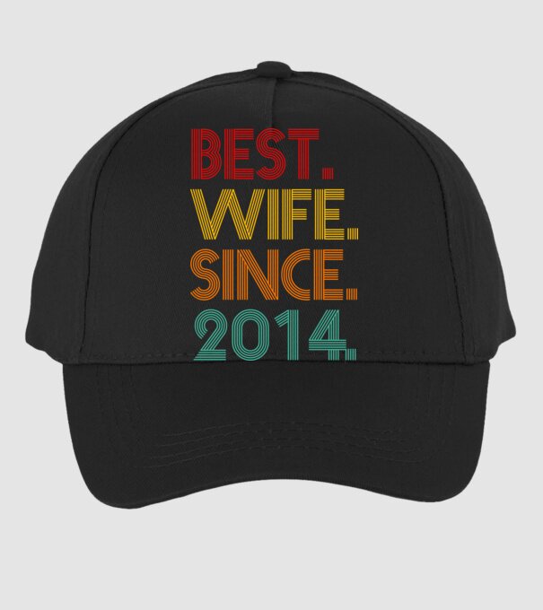 best wife since 2014 retro minta fekete pólón