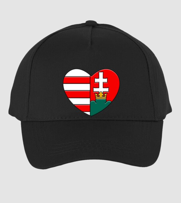 Címer szív minta fekete pólón