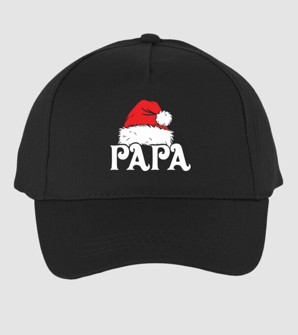 Mikulás sapka Papa minta fekete pólón
