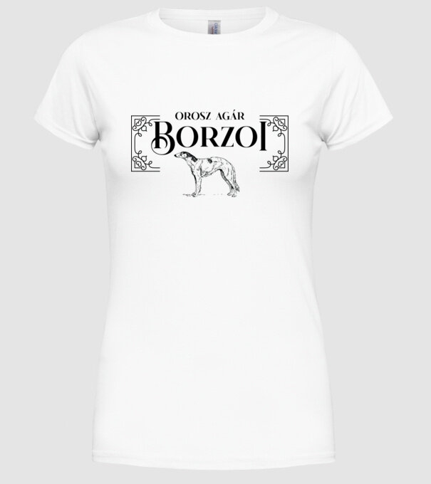 BORZOI Vintage minta fehér pólón