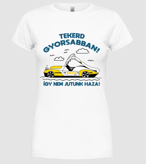 Balcsi Taxi minta fehér pólón