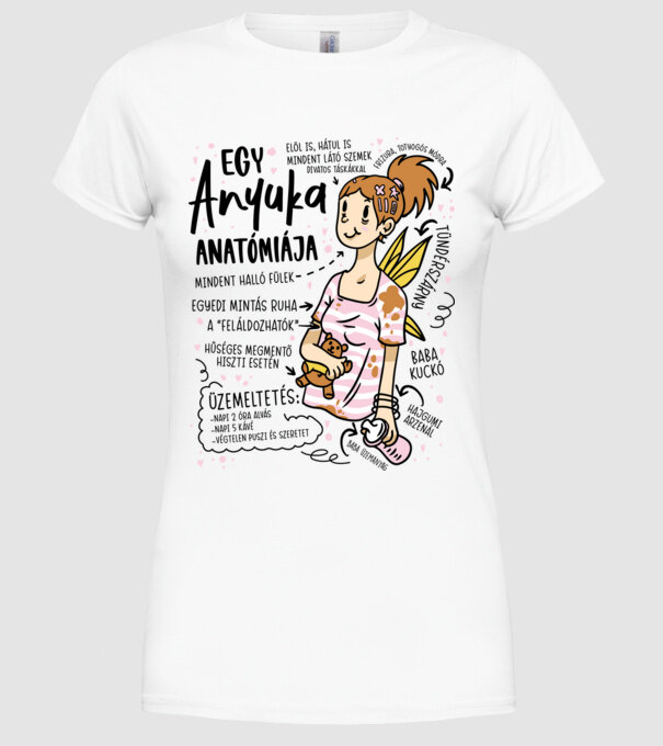 Egy anyuka anatómiája minta fehér pólón