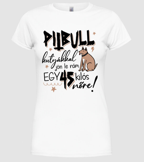 Pitbull kutyákkal jön le rám minta fehér pólón