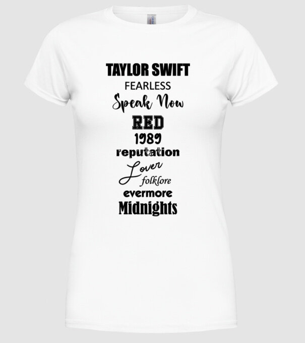 Taylor Swift Eras minta fehér pólón