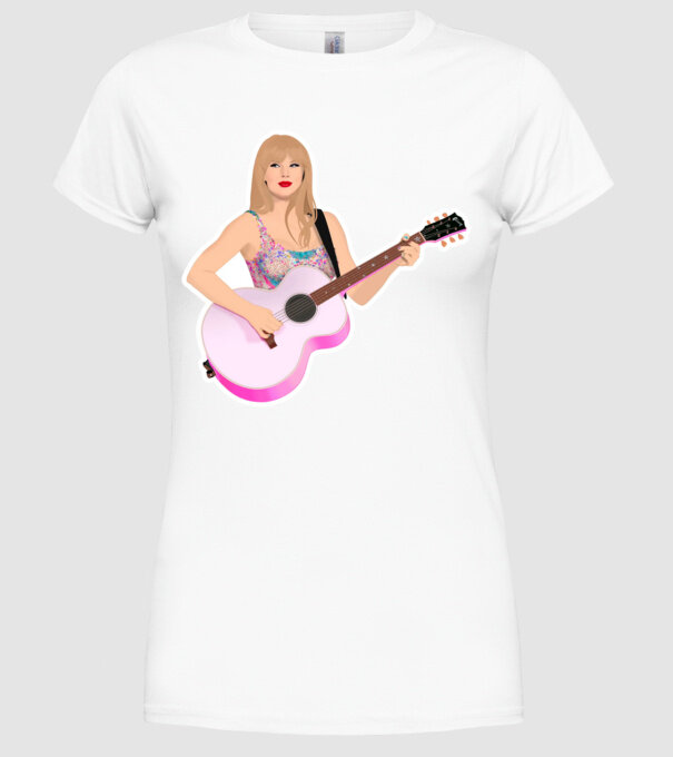Taylor Swift pink minta fehér pólón