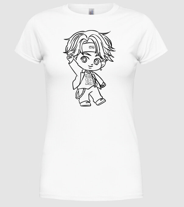 BTS CHIBI minta fehér pólón