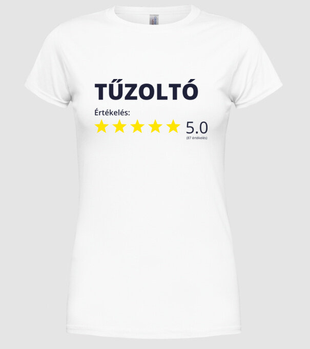 Értékelés 5 csillag - TŰZOLTÓ minta fehér pólón
