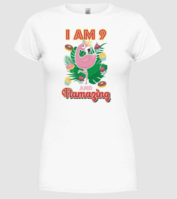 FLAMAZING SZÜLINAPOS 9 éves minta fehér pólón