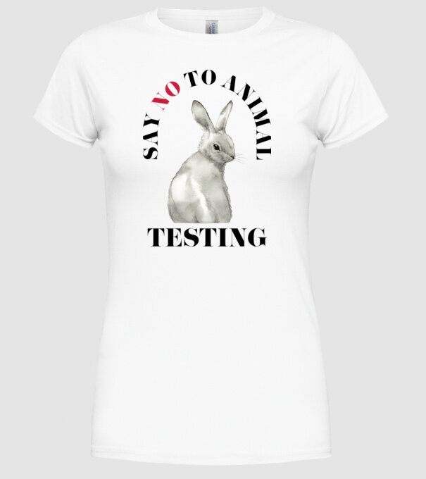Say NO to animal testing minta fehér pólón