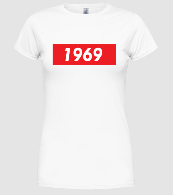 Supreme szülinap 1969 minta fehér pólón