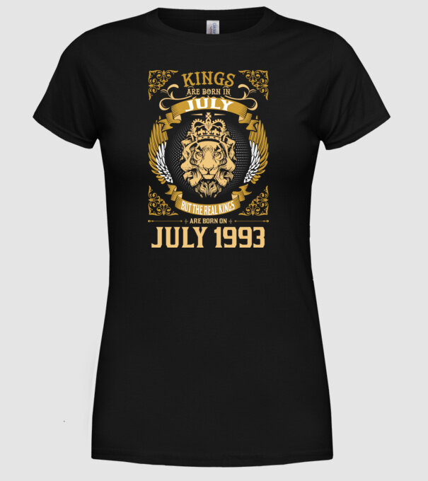 Oroszlános szülinapos 1993 JÚLIUS minta fekete pólón