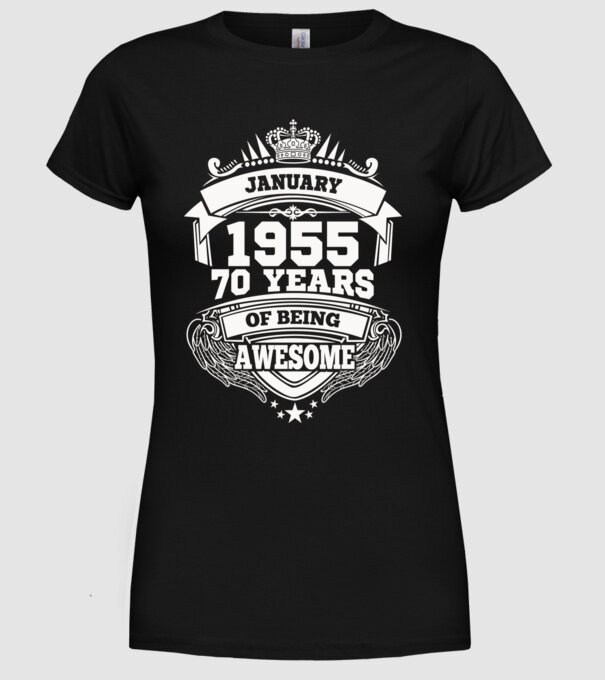 Awesome being of 1955 JANUÁR minta fekete pólón