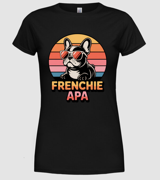 Frenchie Apa minta fekete pólón