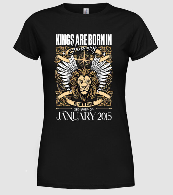 KINGS ARE BORN 2015 - JANUÁR minta fekete pólón