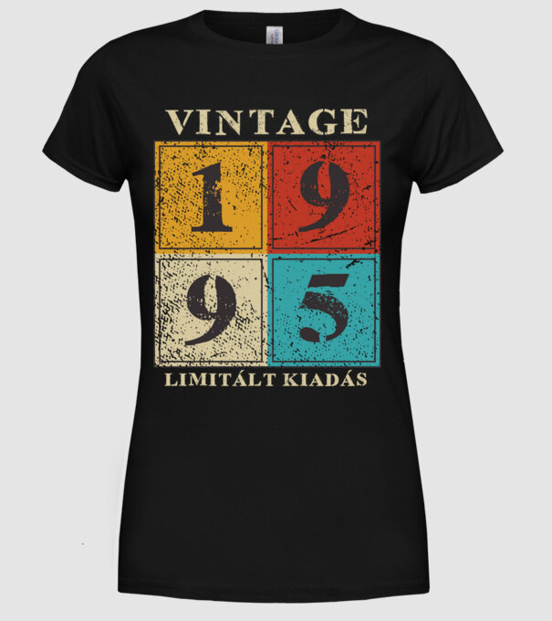 Vintage limitált - 1995 világos minta fekete pólón
