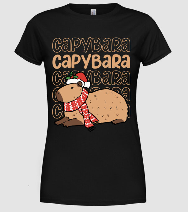 Xmas Cappy minta fekete pólón