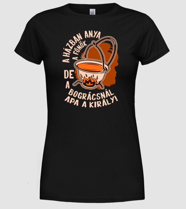Apa a bogrács királya minta fekete pólón
