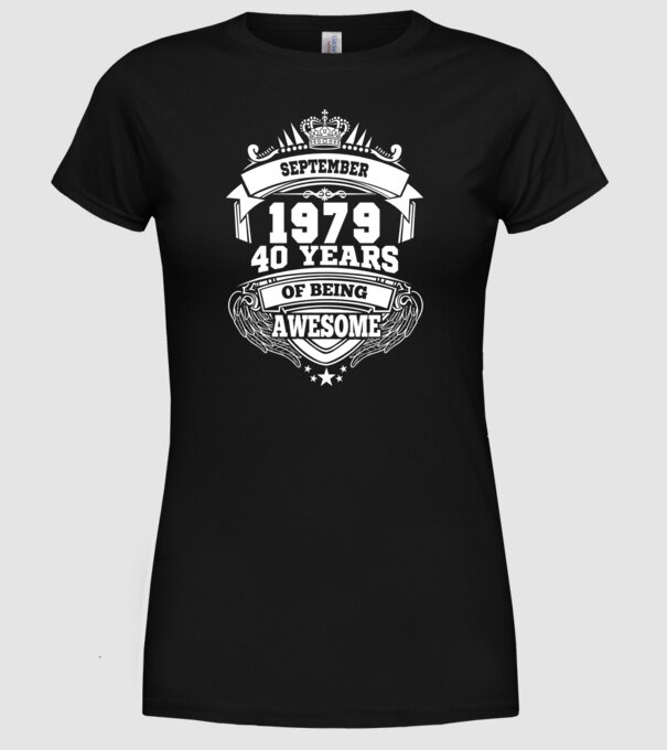 Awesome being of 40 years 1979 SZEPTEMBER minta fekete pólón