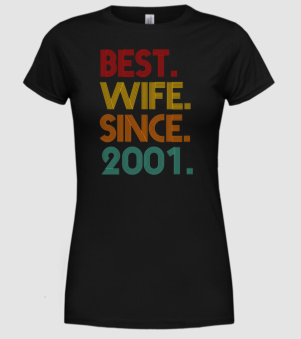 best wife since 2001 retro minta fekete pólón