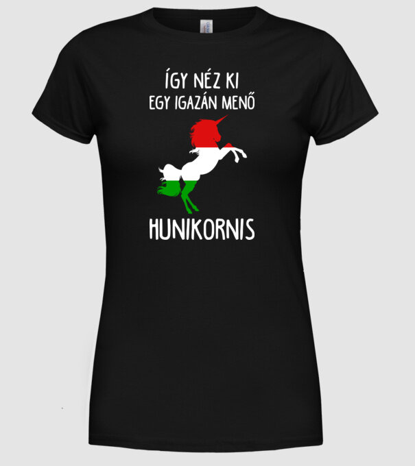 igy néz ki egy igazán menő hunikornis minta fekete pólón