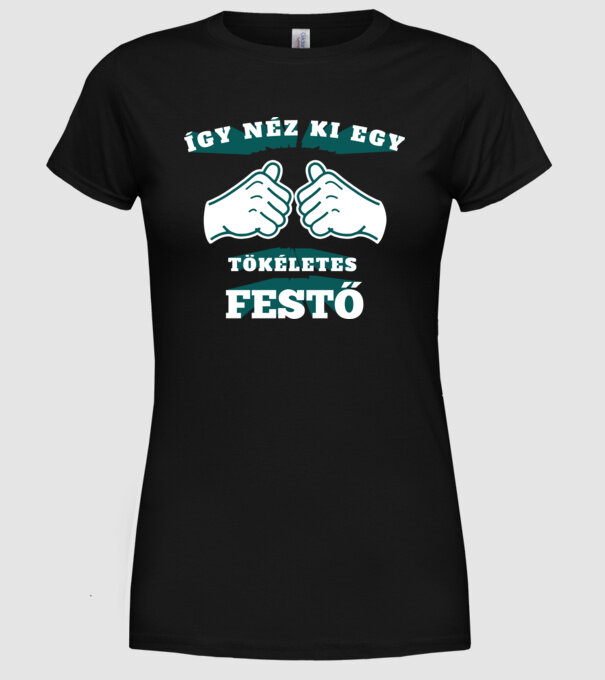Így néz ki egy tökéletes festő minta fekete pólón