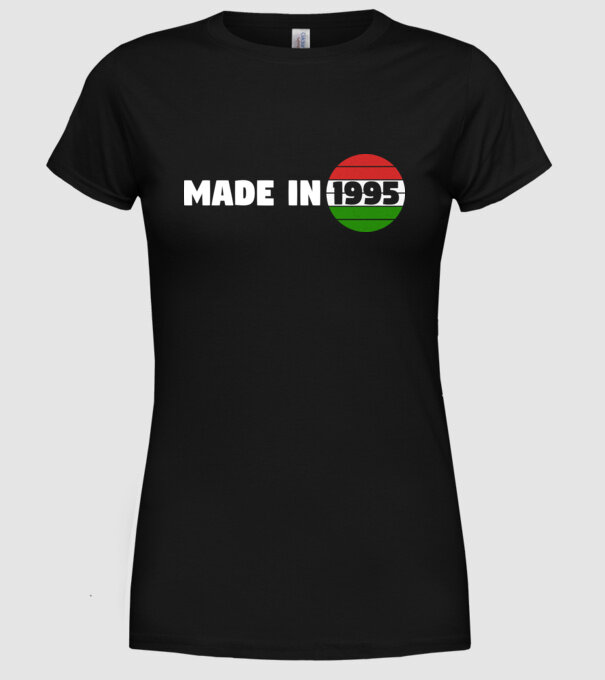 made in 1995 retro vintage hungary minta fekete pólón