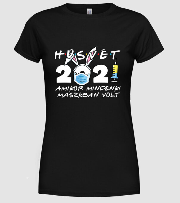 Maszkos húsvét minta fekete pólón