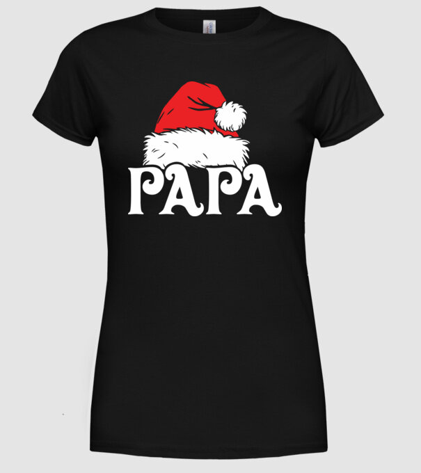Mikulás sapka Papa minta fekete pólón