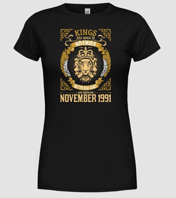 Oroszlános szülinapos 1991 NOVEMBER minta fekete pólón
