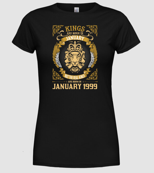Oroszlános szülinapos 1999 JANUÁR minta fekete pólón