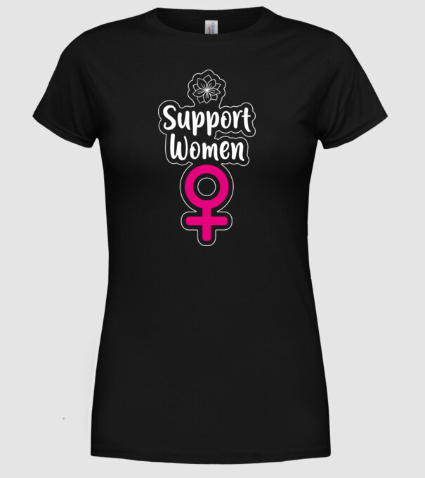 Support Women minta fekete pólón
