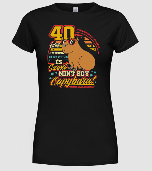 Szexi Szülinapos Capybara 40 éves minta fekete pólón