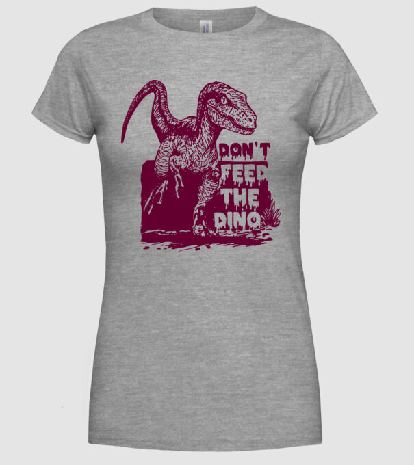 Dont feed the dino minta szürke pólón