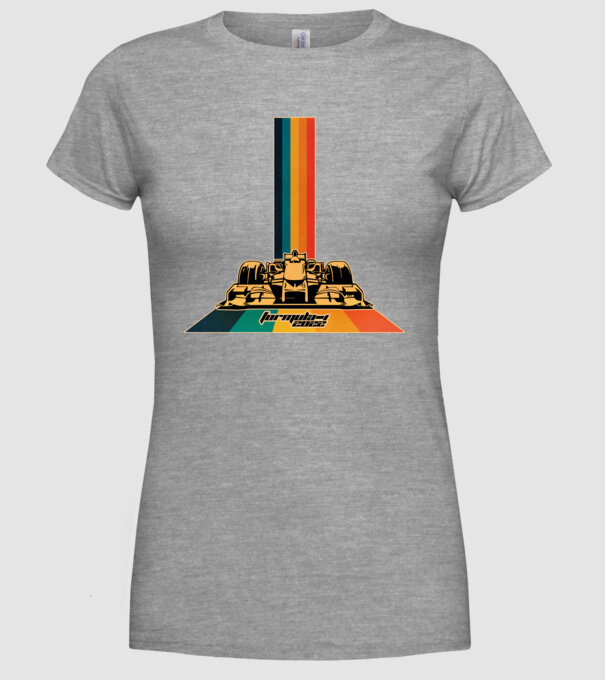 f1 retro car minta szürke pólón