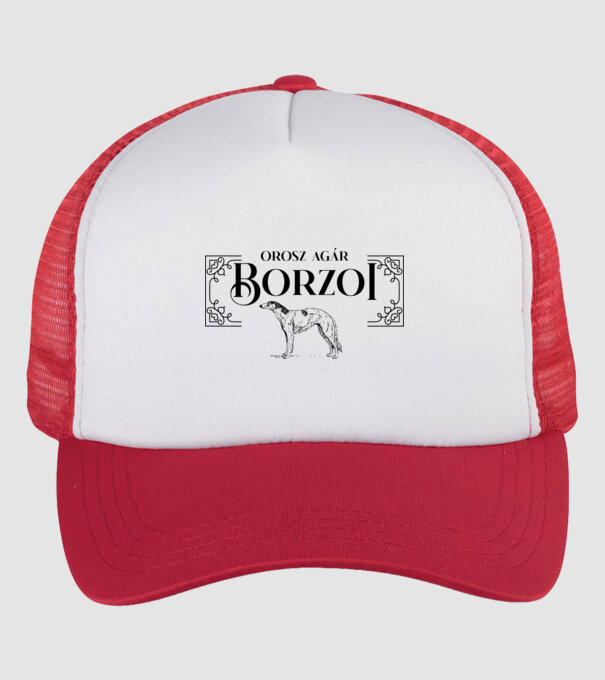BORZOI Vintage minta fehér/piros pólón