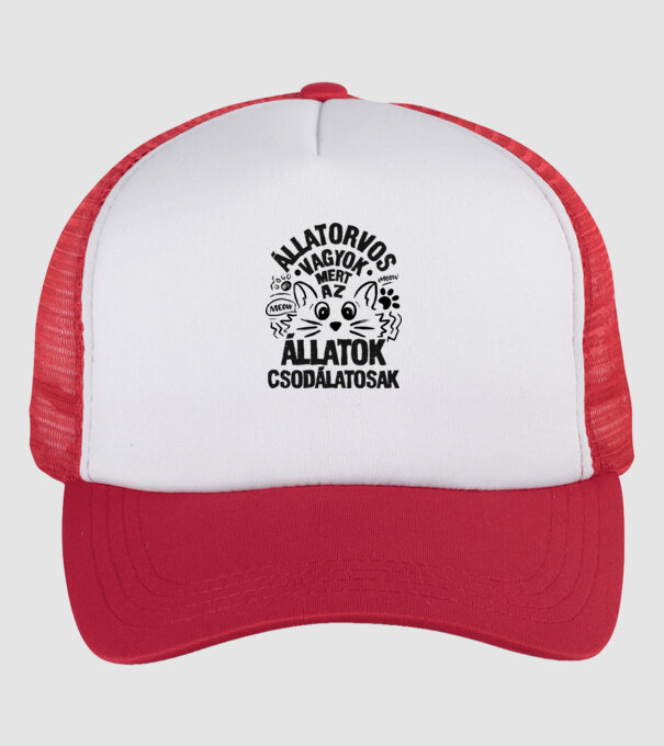 Állatorvos vagyok minta fehér/piros pólón