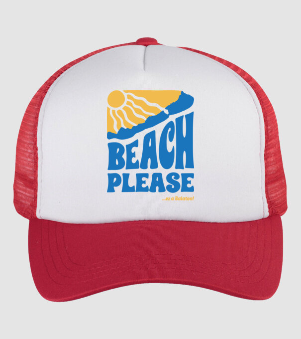 Beach Please, ez a Balaton! minta fehér/piros pólón